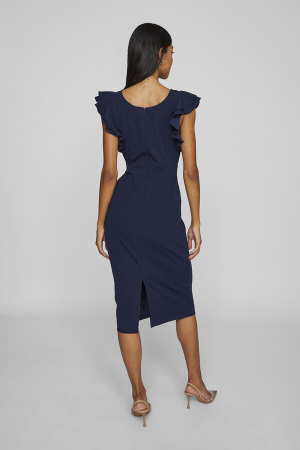 Vila Vestido corto manga volante Azul marino