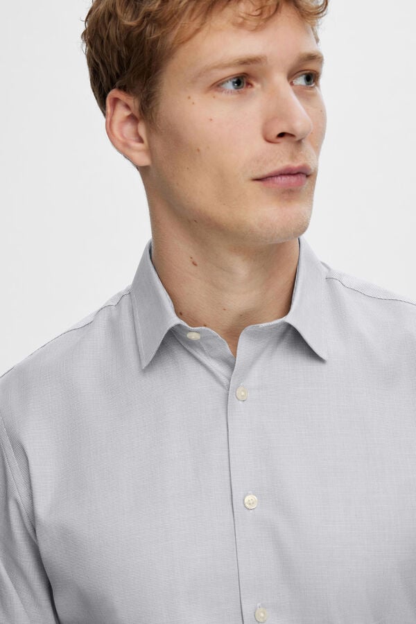 Selected Camisa de manga comprida elegante 100% algod&atilde;o Azul