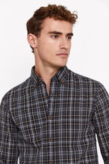 Cortefiel Camisa twill cuadros Gris