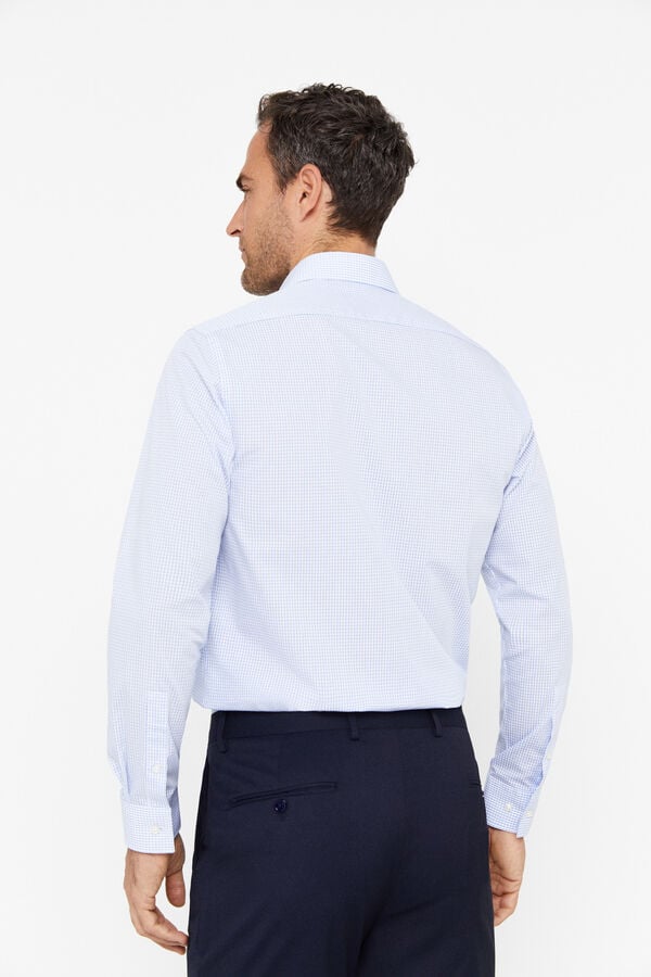 Cortefiel Camisa vestir cuadros facil plancha Azul