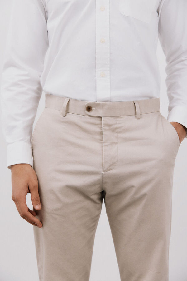 Cortefiel Pantal&oacute;n algod&oacute;n y lino Beige