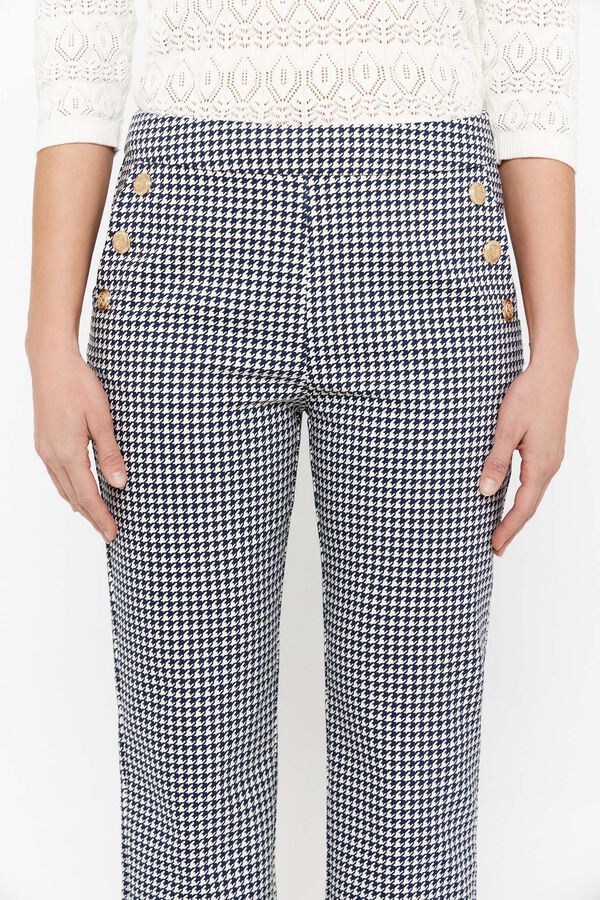 Cortefiel Pantal&oacute;n botones dorados Estampado azul