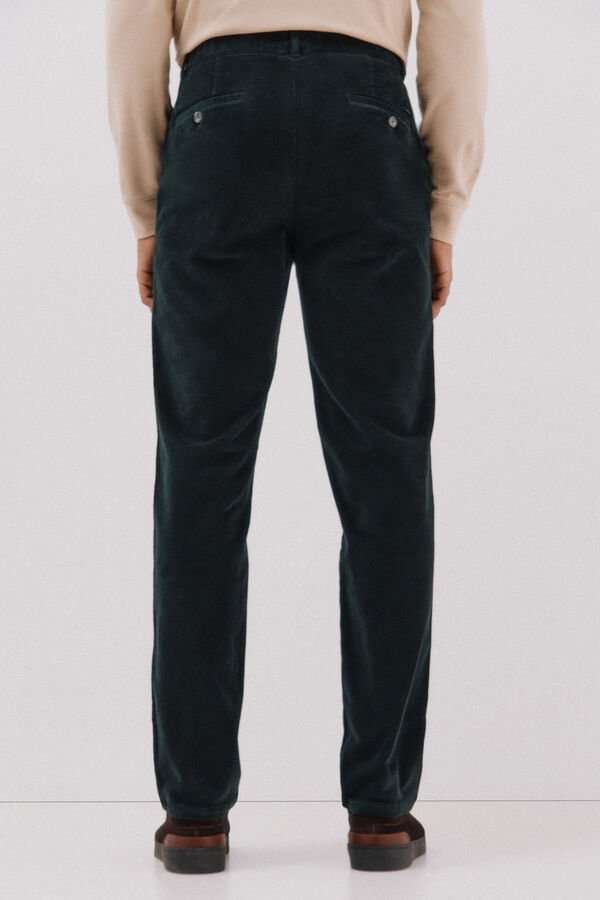 Cortefiel Pantal&oacute;n chino pana Verde oscuro