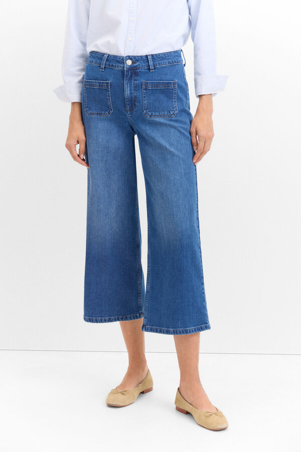 Cortefiel Pantalones Marine Bolsillos Azul