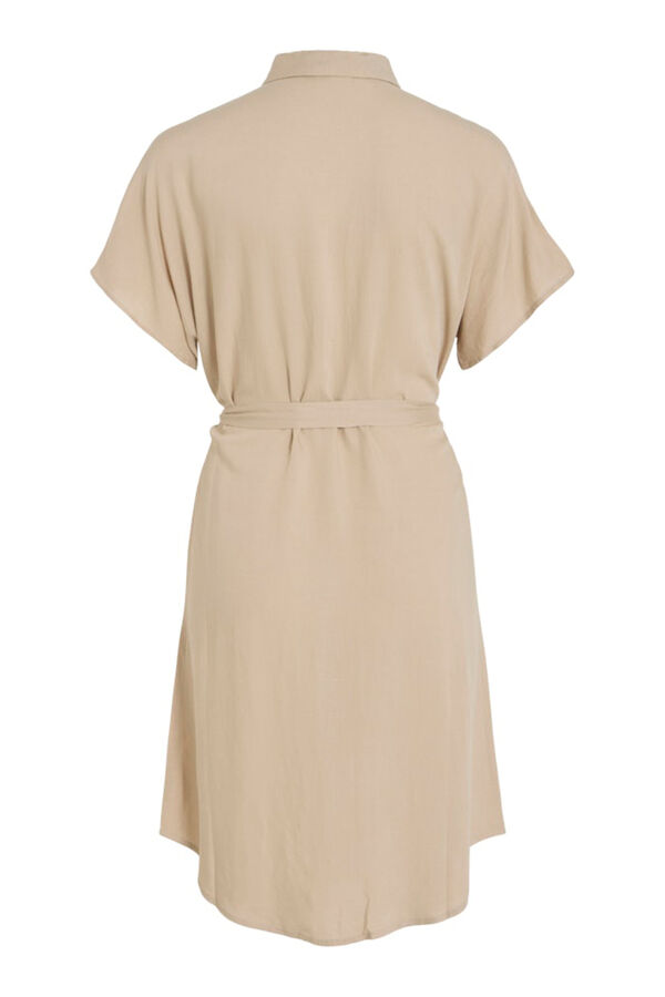 Vila Vestido camisero midi de viscosa y lino Gris