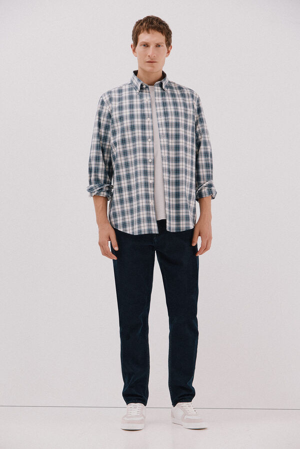Cortefiel Camisa xadrez popelina Azul