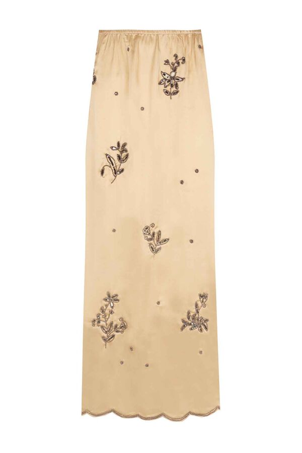 Slowlove Falda larga bordados joya Dorado