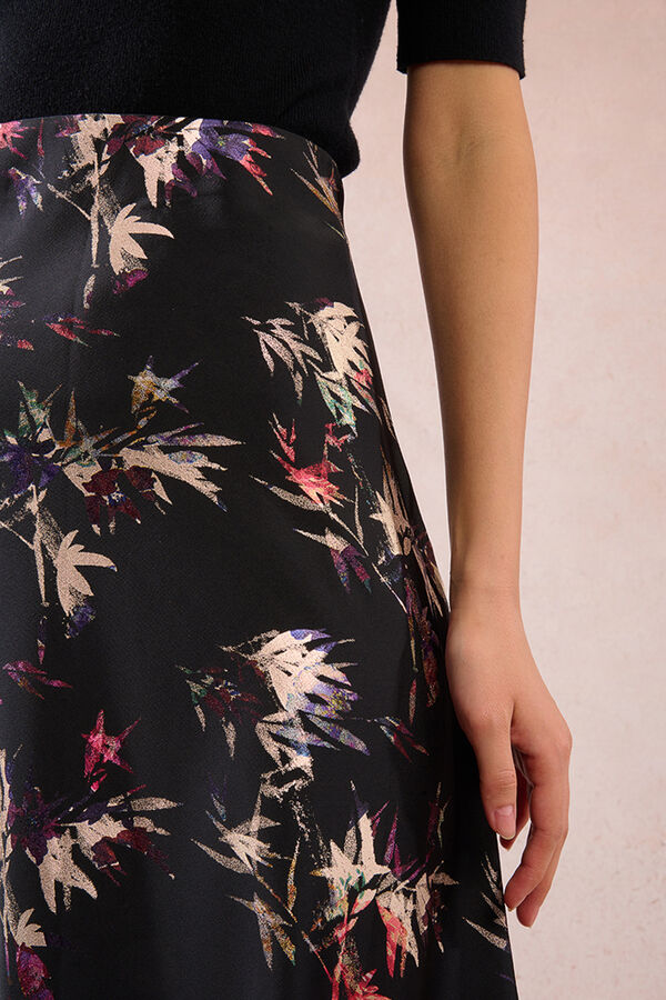 Molly Bracken Falda larga estampado floral Negro