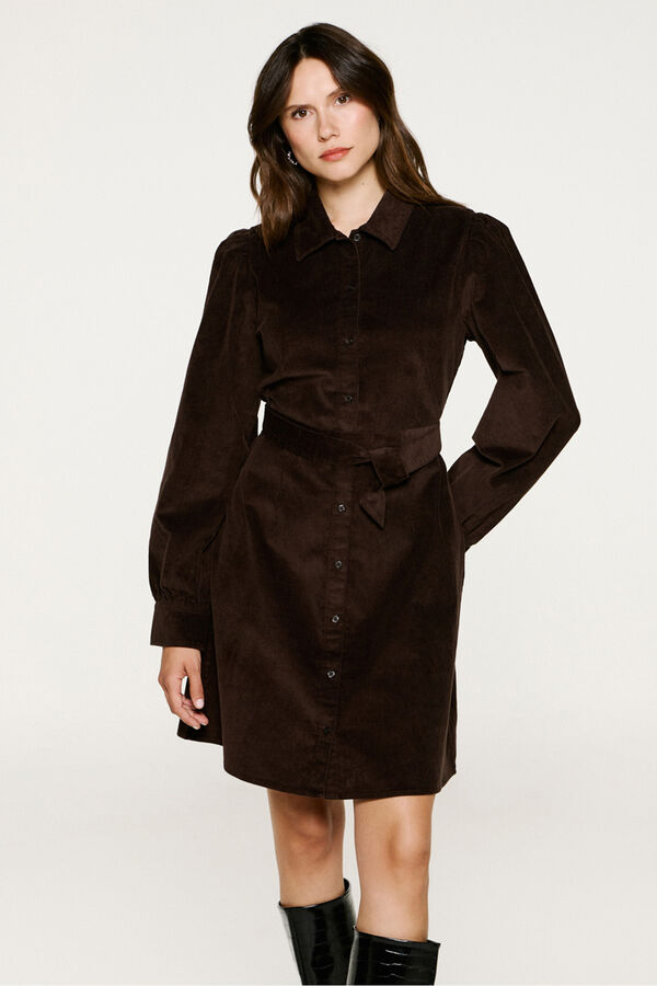 Selected Vestido micropana algod&oacute;n org&aacute;nico Marr&oacute;n oscuro