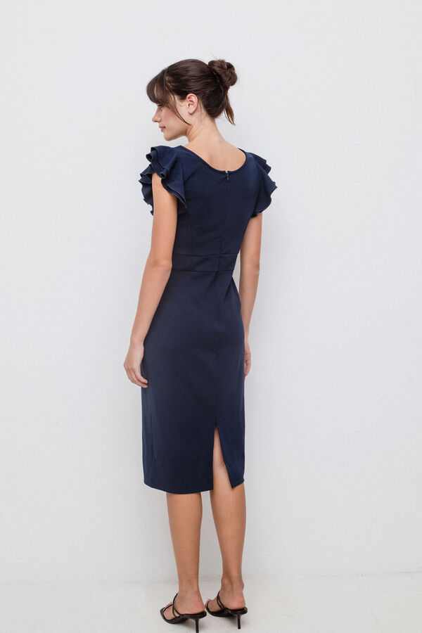 Vila Vestido corto manga volante Azul marino