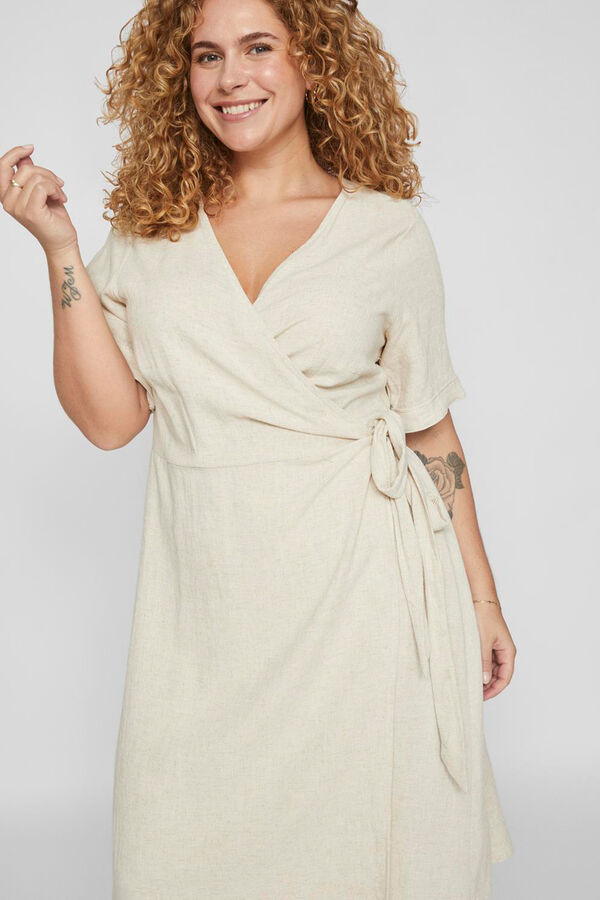 Evoked by Vila Vestido midi de lino curve Marr&oacute;n