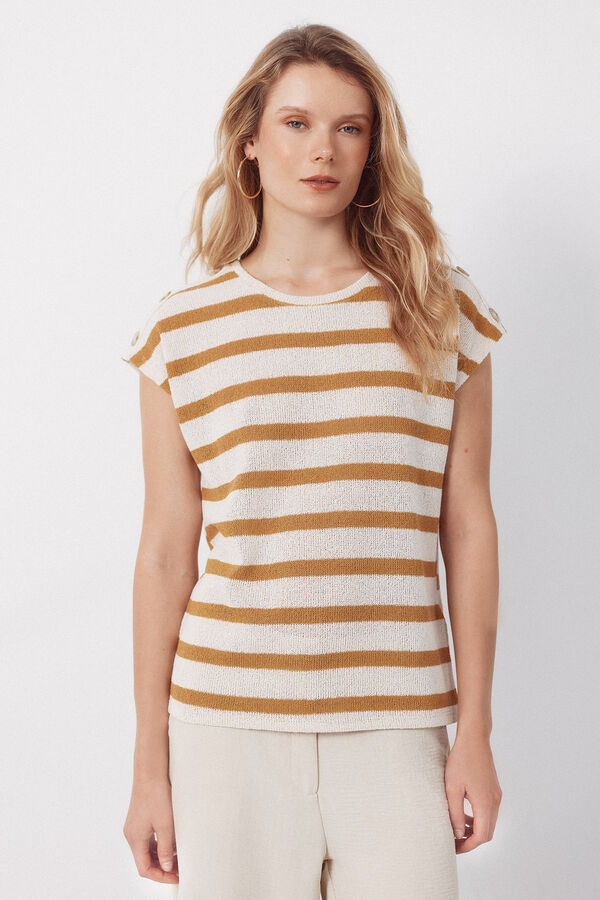 Cortefiel T-shirt textura riscas Dourado