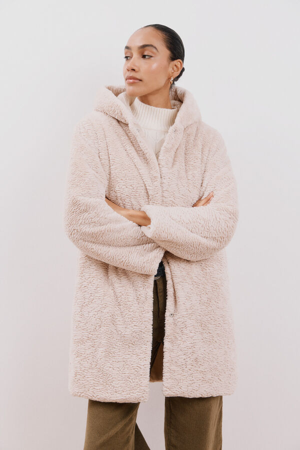 Cortefiel Sobretudo comprido reversível efeito pelo Ecru