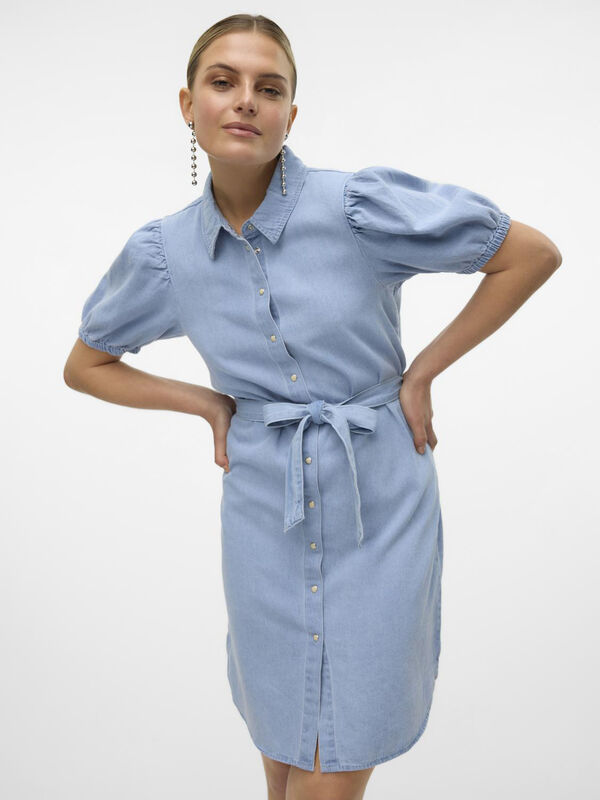 Vero Moda Vestido curto denim de manga curta  Azul