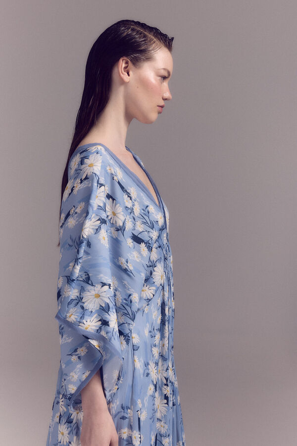 Slowlove Vestido margaritas satinado Estampado azul