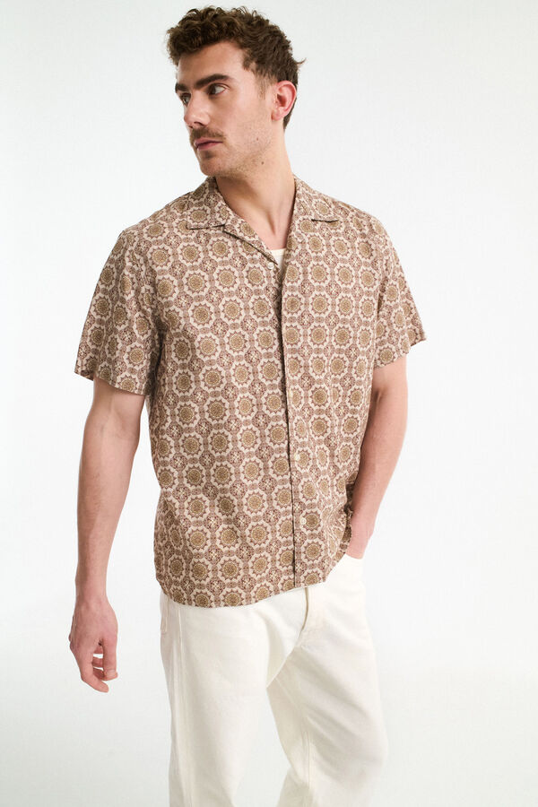 Selected Camisa de linho de manga curta Cinzento