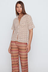 Slowlove Polo punto calado Beige