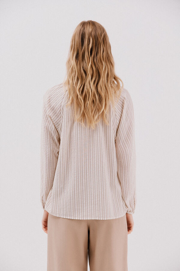 Cortefiel Blusa rayas cordon Marfil