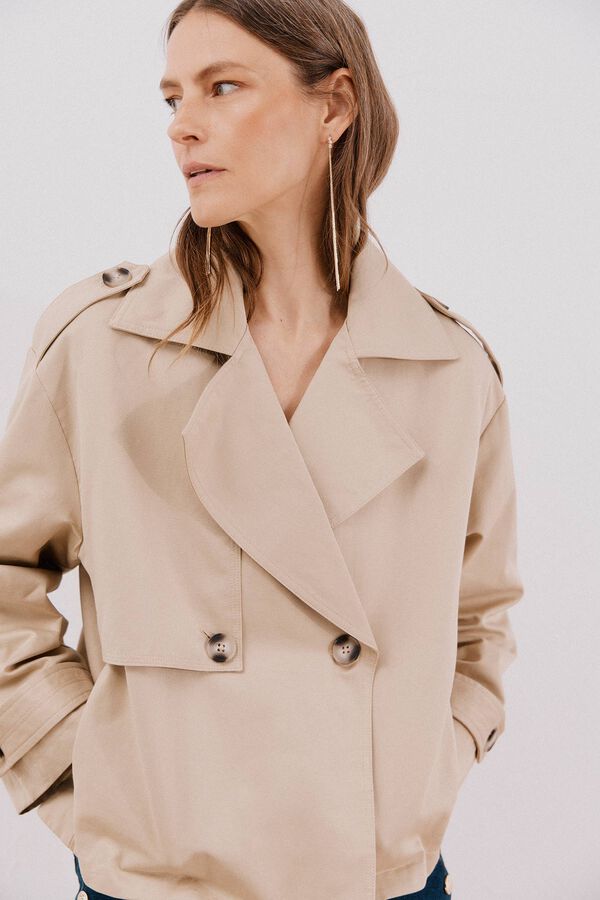 Cortefiel Gabardina curta Castanho