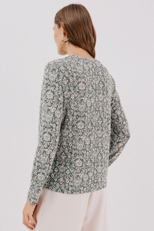 Cortefiel Camiseta caja botones Estampado gris