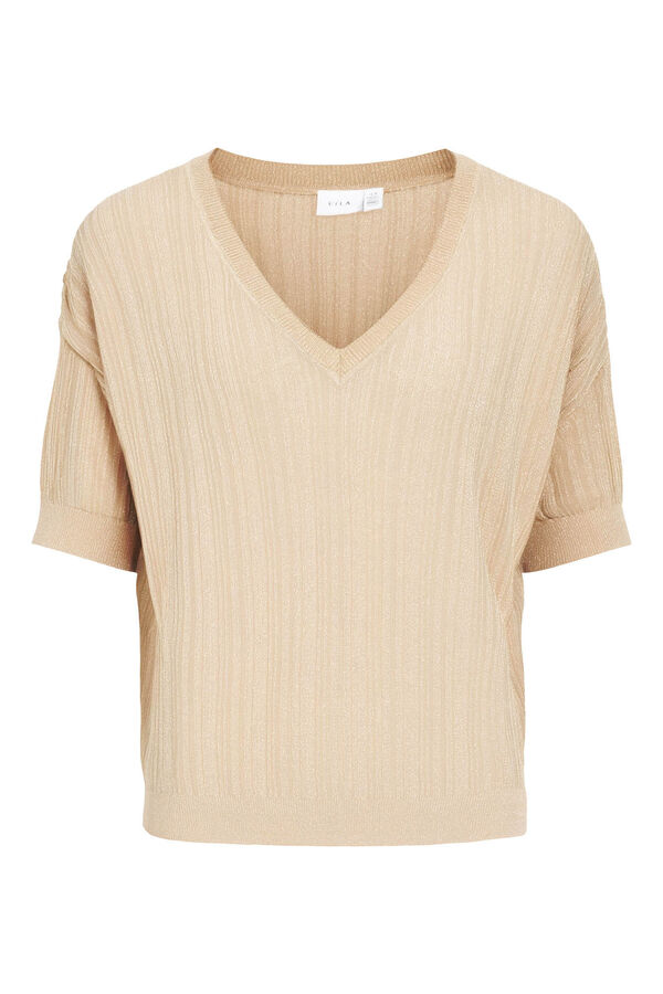 Vila Top de malha com lurex Castanho