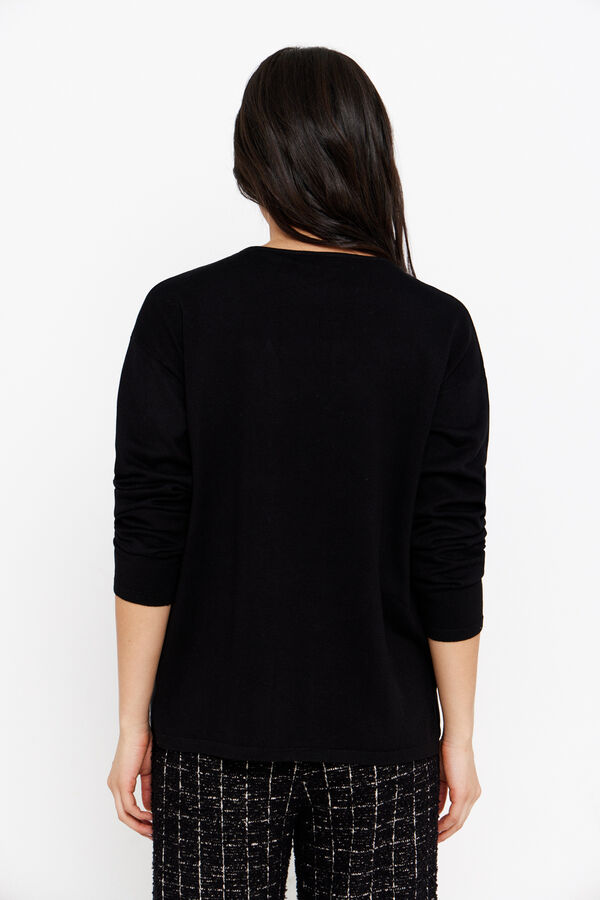 Cortefiel Jersey pico rayas Negro