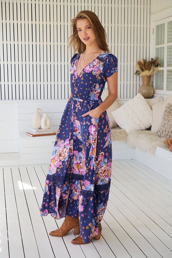 Jaase Vestido comprido Carmen Azul