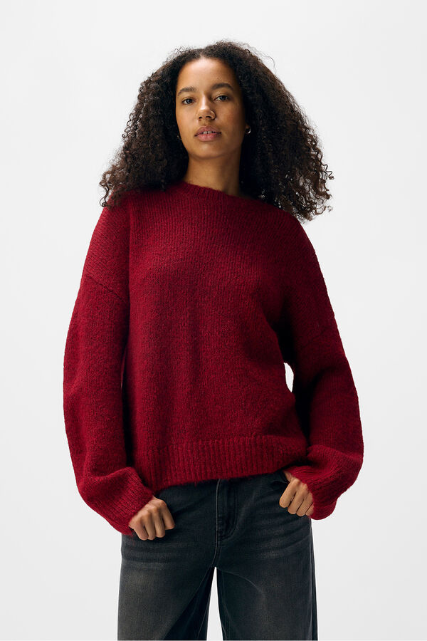 Object Camisola de l&atilde; com gola redonda Vermelho