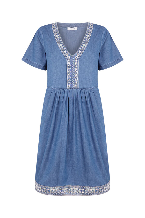 Cortefiel Vestido vaquero tipo t&uacute;nica Azul