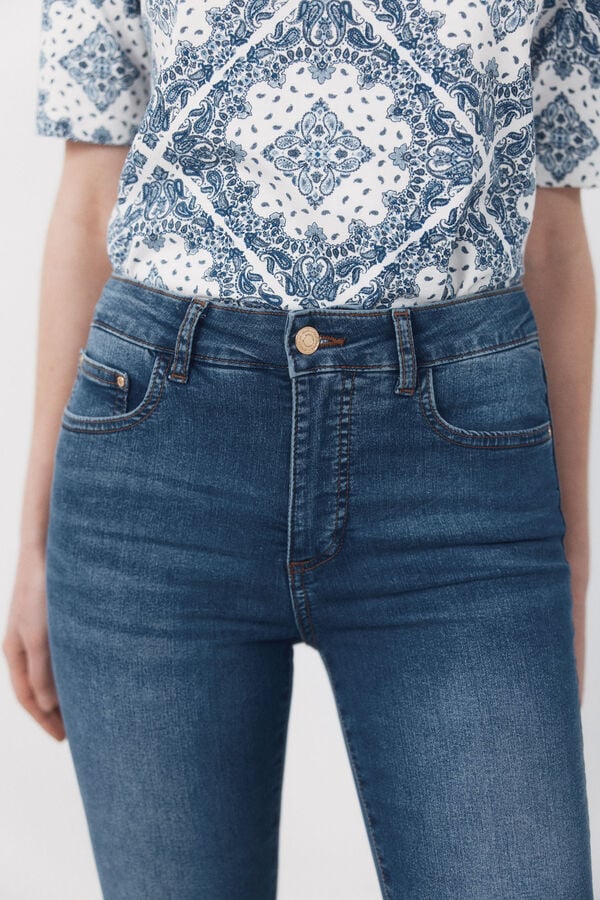 Cortefiel Jeans Sensational boca de sino cropped Azul