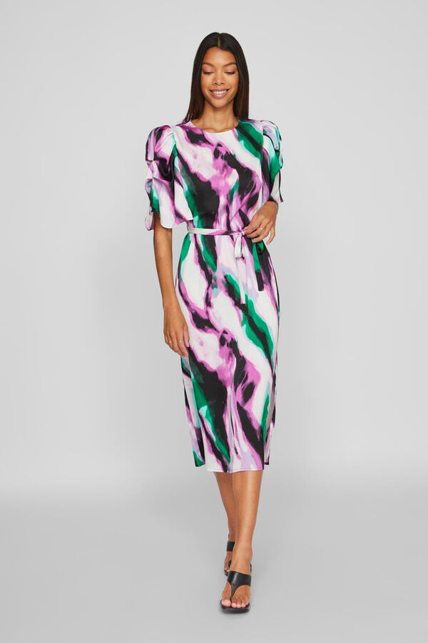 Vila Vestido midi con mangas fruncidas Verde