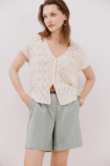 Cortefiel Bermuda de lino Kaki