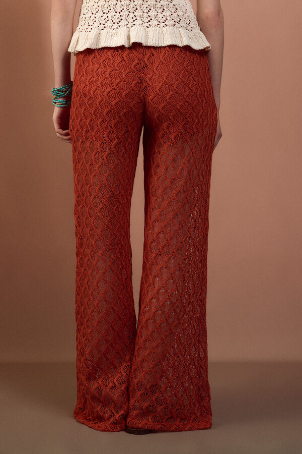 Slowlove Cal&ccedil;a de malha vazada larga Laranja