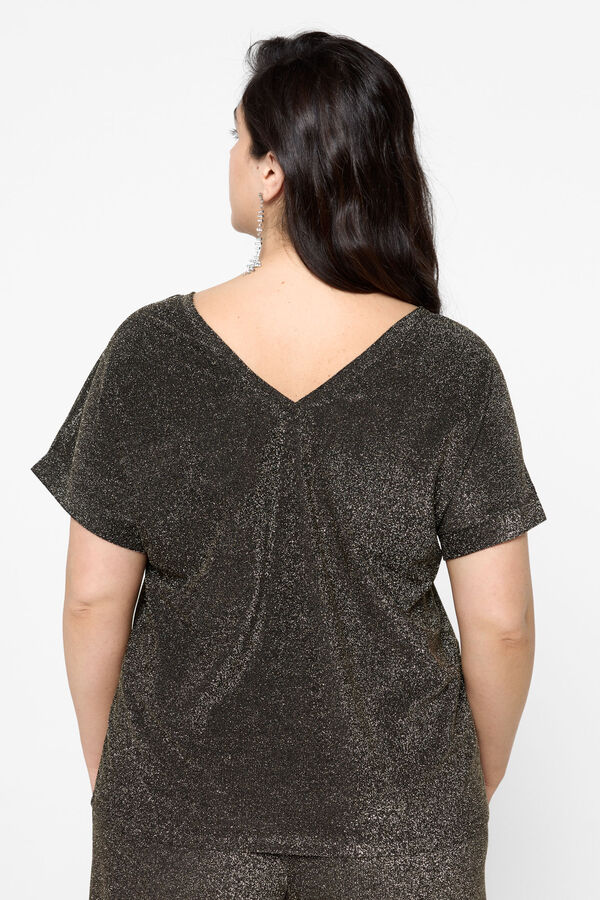 Vero Moda Curve Camiseta manga corta de lurex talla grande Negro