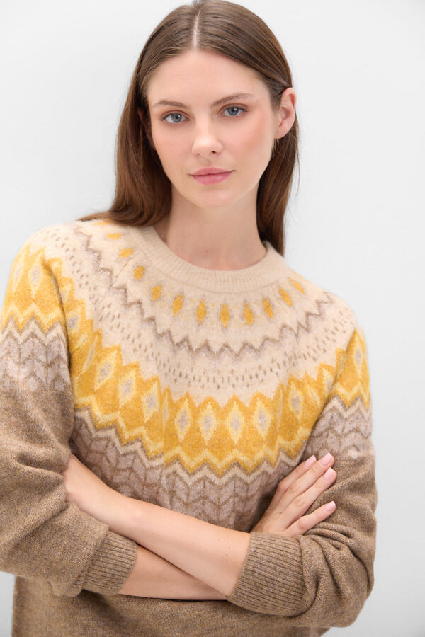 Cortefiel Jersey greca posicional Beige