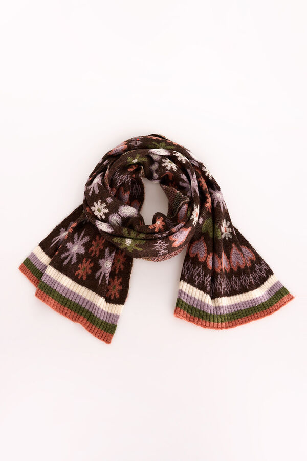 Slowlove Cachecol de cora&ccedil;&atilde;o Castanho