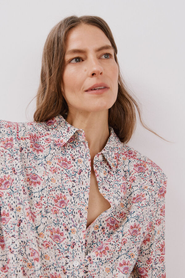 Cortefiel Camisa de algod&oacute;n detalle bordado Multicolor