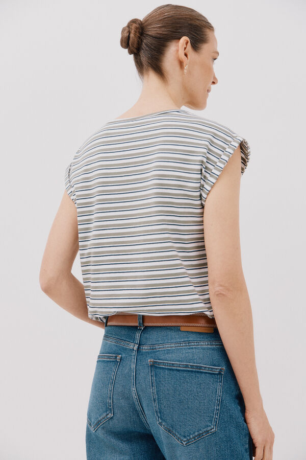 Cortefiel Camiseta básica mangas Verde