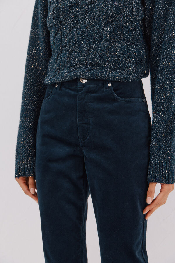 Cortefiel Pantal&oacute;n Sensational velvet Azul marino