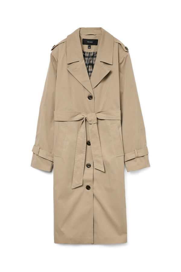 Vero Moda Gabardina longo com cinto  Castanho