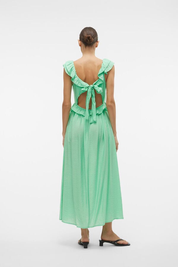 Vero Moda Vestido pelo tornozelo de al&ccedil;a com folho Verde