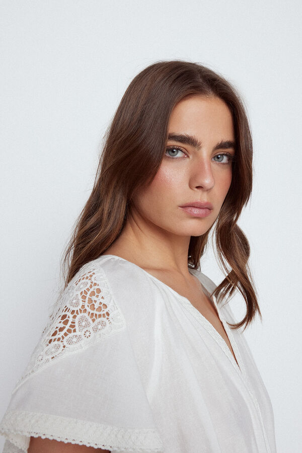 Slowlove Vestido blanco parches Blanco