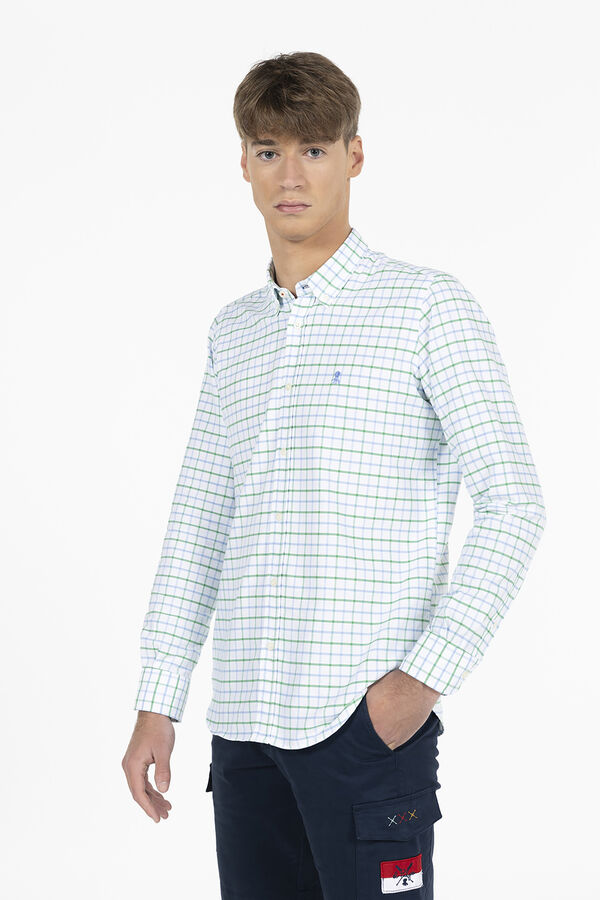 elPulpo Camisa quadrados bicolor oxford Verde