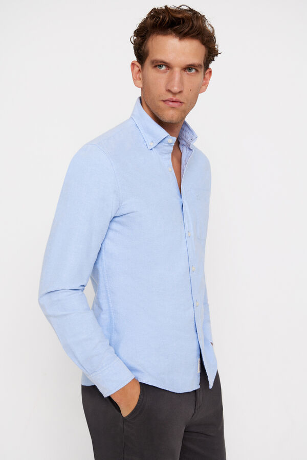 Cortefiel Camisa oxford engomado liso Azul