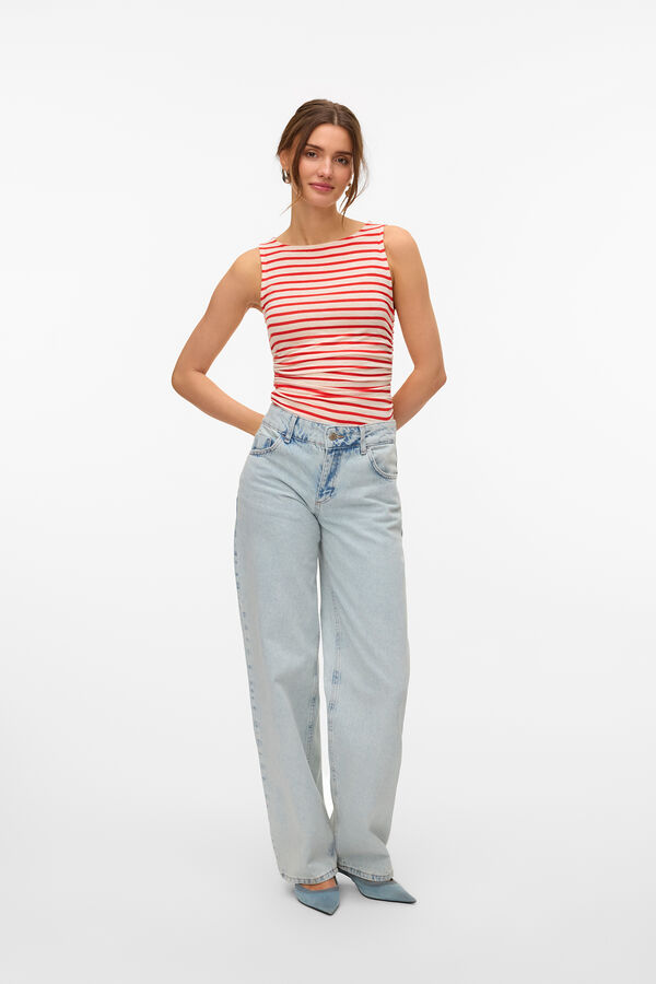 Vero Moda Top ajustado con fruncidos Gris