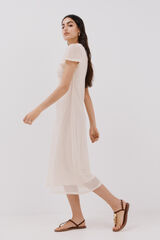 Cortefiel Vestido estruturado riscas Ecru