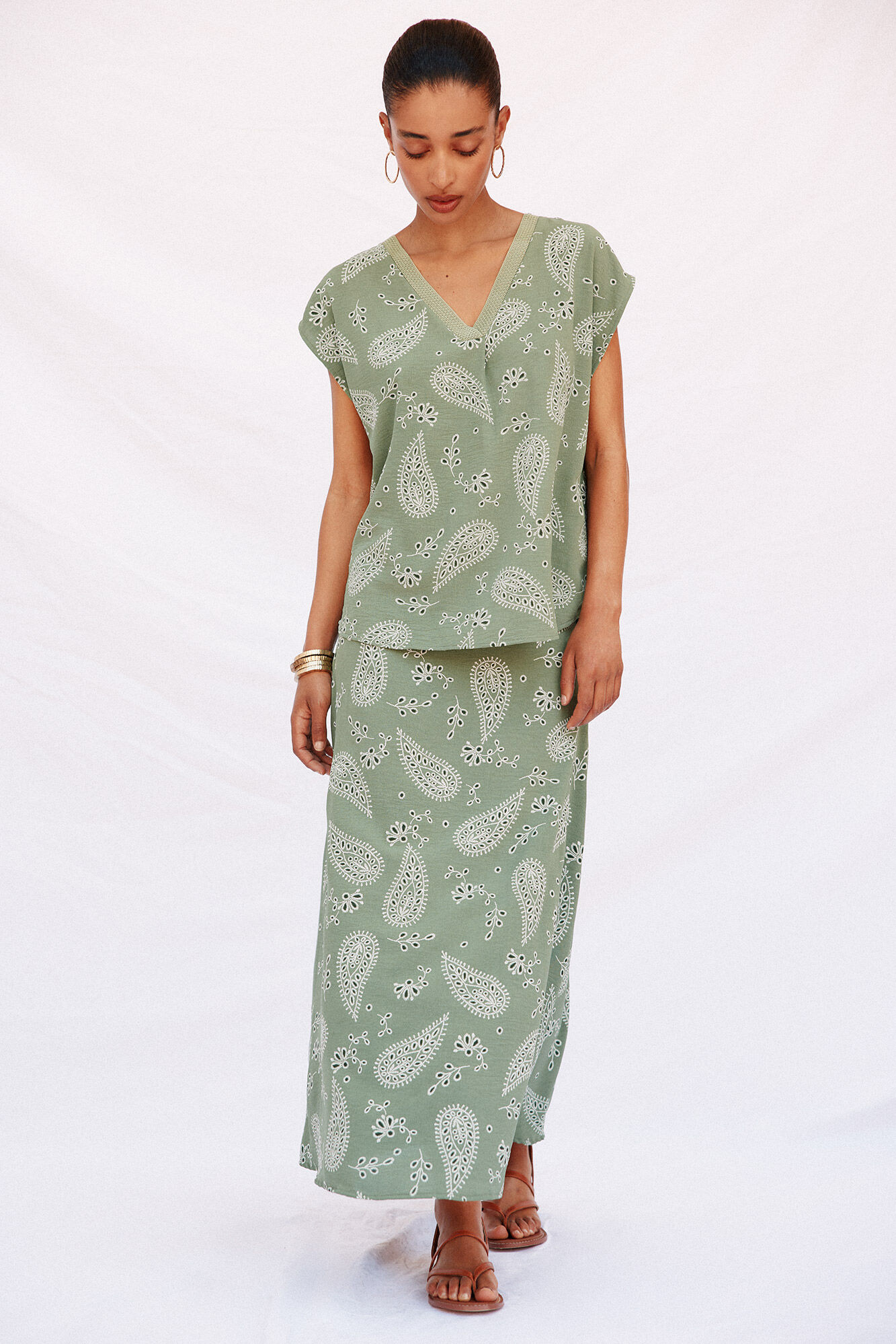 Cortefiel Falda midi evas&eacute; estampada