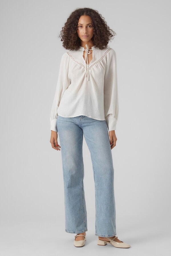 Vero Moda Camisa de manga comprida e decote em bico Branco