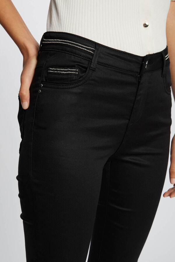 Morgan Calças slim efeito molhado Preto