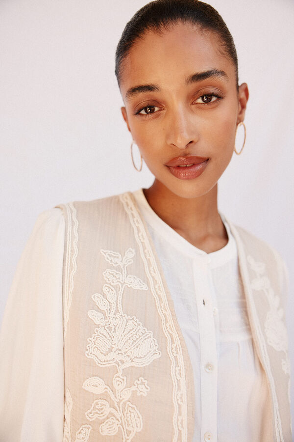 Cortefiel Chaleco bordados Beige